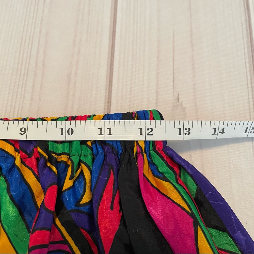 Vintage Megan Moore Pleated Pull on Skirt Womens 4 Colorful Silky Geometric Midi - Picture 11 of 13